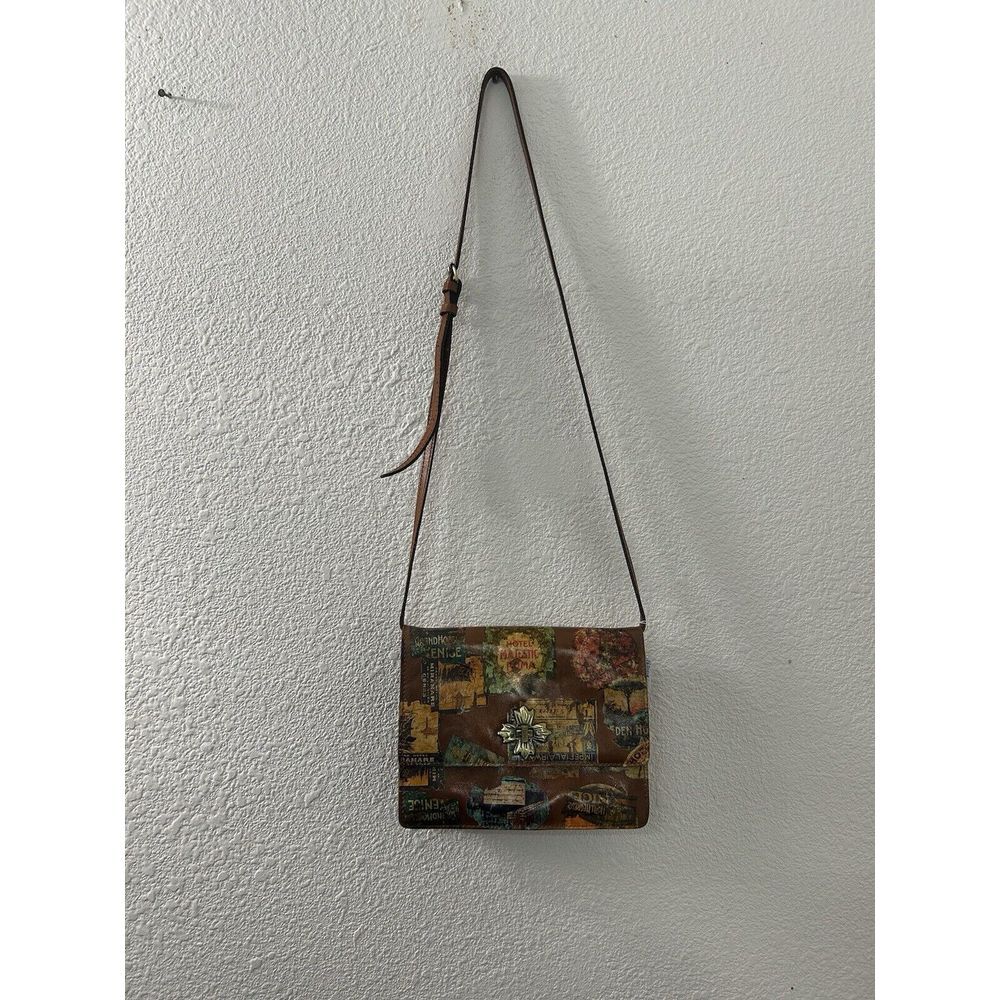 PATRICIA NASH Medium Purse Leather Crossbody‎ Bag Travel Stamp Vintage